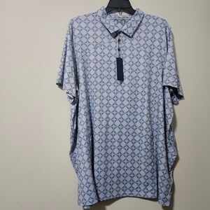 Felix Rex James II Mens Blue Geometric Bird Print Golf Polo Shirt Regular NWT